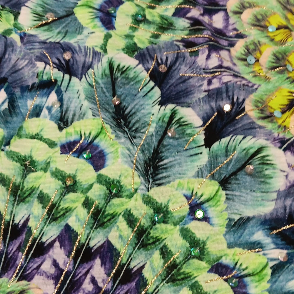 Vibrant Green And Purple Chico's Top - Picture 4 of 4